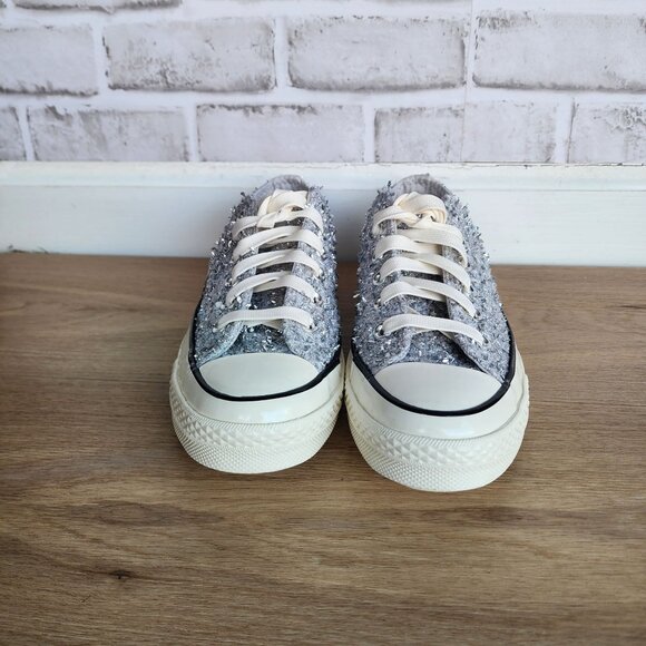 ⭐Converse Chuck 70 Metallic Tweed Low Sz 7.5 Men's Shoes Sneaker Silver A14443C - Picture 3 of 9